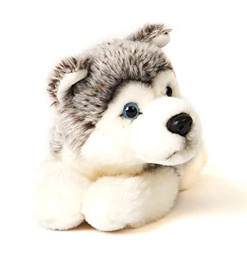 Uni-Toys - Husky Welpe grau, liegend - 23 cm (Länge) - Plüsch-Hund, Haustier - Plüschtier, Kuscheltier