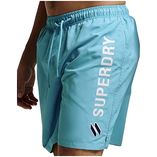 Superdry Mens Code APPLQUE 19INCH W2-Swim Shorts, Ocean Blue, XX-Large