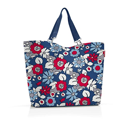 Reisenthel shopper XL florist indigo – Geräumige Shopping Bag und edle Handtasche in einem – Aus wasserabweisendem Material
