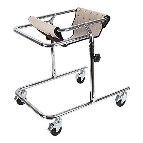 Tragbarer Stand Upright Walker for Kinder-Rehabilitationstraining für Zerebralparese-Behinderung, Faltbarer Kleinkinder-Walker mit Rädern und Sitz (Color : Khaki, Size : Small)