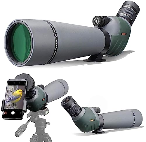 Gosky ED Spektiv mit Doppelter Fokussierung 20-60x 80mm mit Smartphone-Adapter, Spektive mit Extra Geringer Streuung, Perfekt für die Vogelbeobachtung Zielschießen Jagd Wildlandschaft