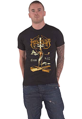 Marduk T Shirt Rom 5:12 Gold Band Logo Nue offiziell Herren Schwarz L