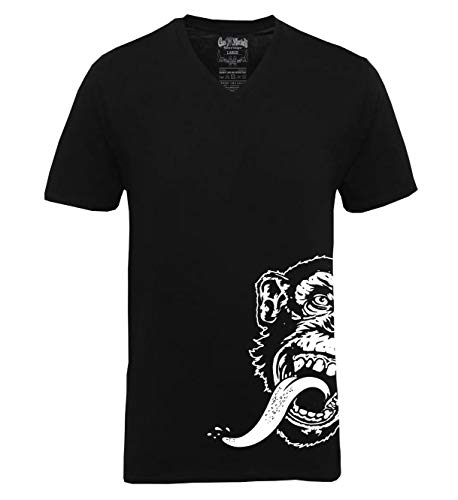 Gas Monkey Garage Herren T-Shirt mit Affenmotiv, V-Ausschnitt, Schwarz, Schwarz, L