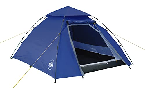 Lumaland Outdoor Pop Up Kuppelzelt Wurfzelt 3 Personen Zelt Camping Festival etc. 215 x 195 x 120 cm robust Blau