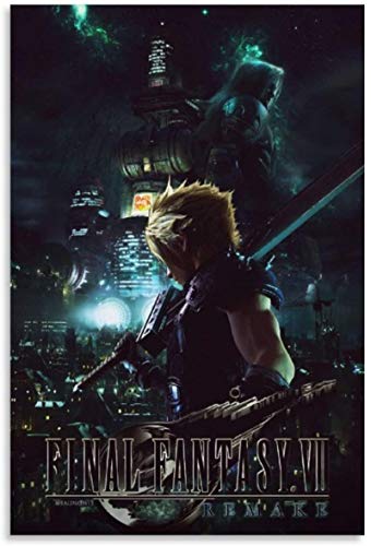 Luck7 Leinwand Druck Poster 60x90cm Gaming Final Fantasy VII Remake für Teenager Cloud Strife Bild Modernes Familienschlafzimmer Wandkunst Kunstwerk Malerei Kunstdrucke Bild Kein Rahmen