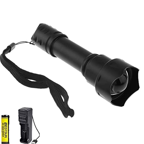 BESTSUN Infrarot Taschenlampe 850nm für die Jagd, IR Taschenlampe mit 38mm Konvexlinse, Fokus einstellbar, zur Verwendung mit Jagd und Nachtsichtgeräten