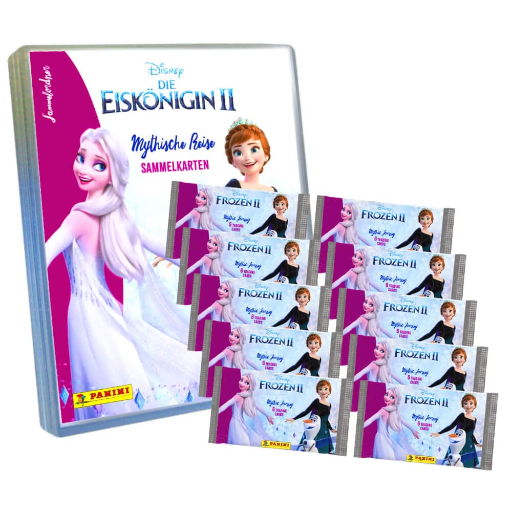 Disney Die Eiskönigin 2 - Karten Trading Cards - Frozen 2 Mythische Reise (2023) - 1 Sammelmappe + 10 Booster Sammelkarten