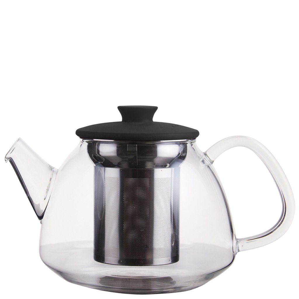 Laroom 13770 – Glas Teekanne mit Filter INOX 500 ML, Schwarz