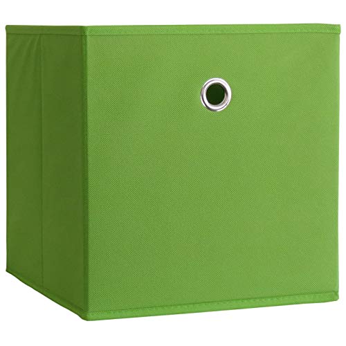 VCM 10er Set Faltbox Klappbox Sammelbox Stoffbox Regalbox Regalkorb ohne Deckel Grün 28 x 27 x 27 cm "Boxas"