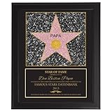 Personal Arts - Star Of Fame Papa - Hollywood Stern - Urkunde - Personalisiert mit Jahreszahl - Druck gerahmt - Wanddeko im dunklen Bilderrahmen - Vatertagsgeschenk - Geschenke für Männer