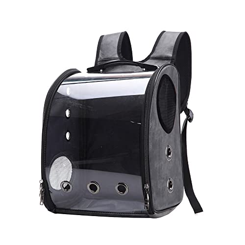MH-RING Transparente Papageien Reisetasche, Rucksack für Haustiere aus Netzstoff, Leichte Tasche aus Weichem Mesh Gewebe Transportbox, Katze und Hund (Color : Grey)