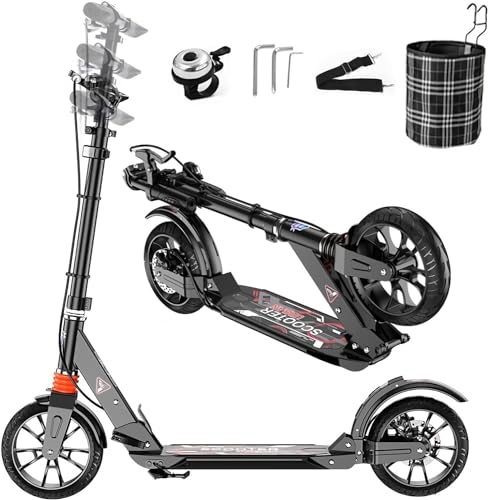 Tretroller Scooter - Big Wheel Scooter, 200Mm Roller, Klappbarer Cityroller, City-Roller Mit Doppel Federung Und Hand- & Trittbremse, Für Erwachsene Und Kinder