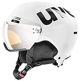 uvex hlmt 500 visor - robuster Skihelm für Damen und Herren - individuelle Größenanpassung - mit Visier - white-black matt - 52-55 cm