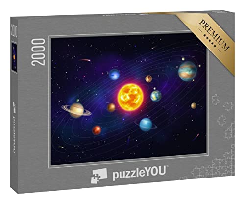 puzzleYOU: Puzzle 2000 Teile „Buntes Sonnensystem mit neun Planeten“