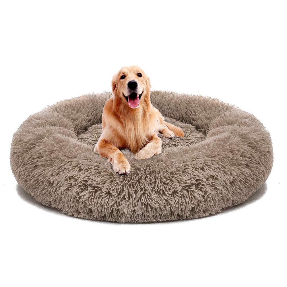 Maran Rundes Haustierbett, flauschig, beruhigendes Bett aus Plüsch, für extra große Hunde