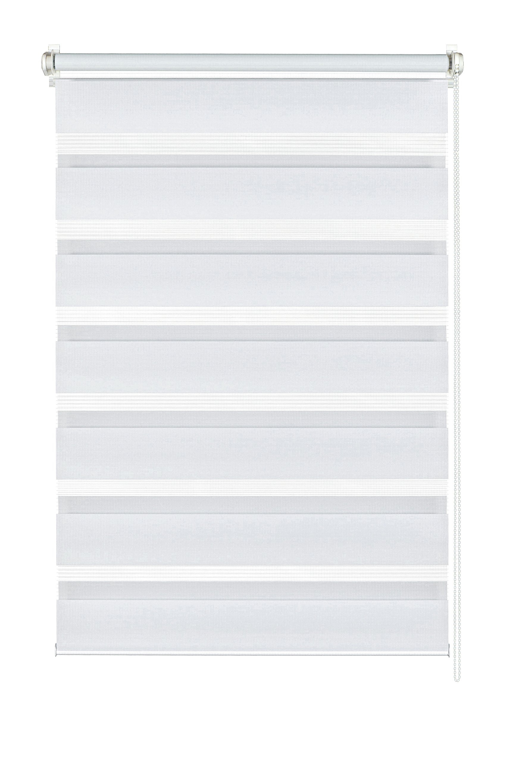 GARDINIA Doppelrollo zum Klemmen oder Kleben, Duo-Rollo ohne Bohren, Seitenzugrollo, Transparente und blickdichte Streifen, Weiß, 60 x 150 cm