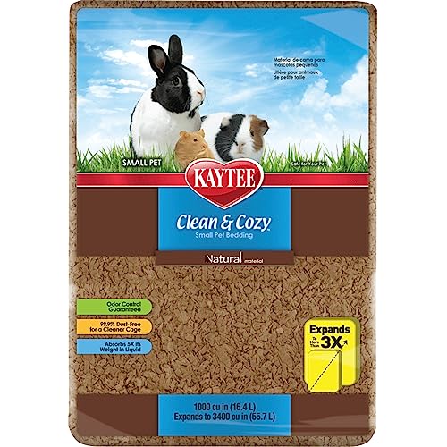 Kaytee Clean & Cozy Bettwaren für kleine Haustiere/ Nager/ Hamster, 99,9% staubfrei, Geruchskontrolle, Natürlich, 49 Liter