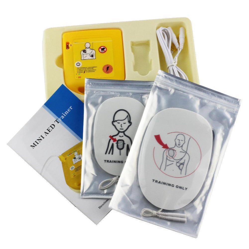 German Deutsch Mini AED Trainer XFT-D0009 CPR Training Unit First Aid Train Teaching Machine Electrode Pads Adult Child Pad Study Tool Louder Voice Prompts AED-Trainerin Deutsche Sprache
