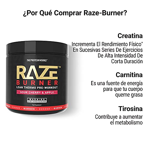 Raze Burner Pre Workout Pulver | Blaue Himbeere | Thermogenic | Koffein, Carnitin & Tyrosin | THE PROTEIN WORKS | 30 Portionen