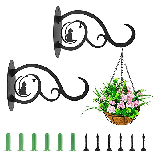 N/S Pflanzenhalterung für Balkon, 2 Stück, Haken zum Aufhängen aus Schmiedeeisen, Hängekorb, Wandbefestigung für Pflanzen, Außendekoration für Balkon, Garten, Pflanze, Wanddeko