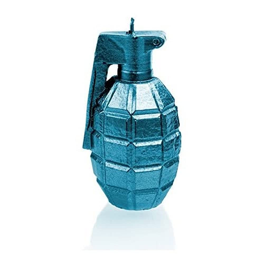 Groß Grenade Kerze | Höhe: 14,3 cm | Blau Metalisch | Handgefertigt in der EU