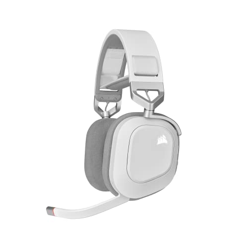 Corsair HS80 RGB USB Premium Gaming-Headset mit Dolby Audio 7.1-Surround-Sound (Mikrofon in Broadcast-Qualität, Ohrmuscheln aus Memory-Schaumstoff, Hi-Fi-Sound, Robuste Konstruktion) Weiß