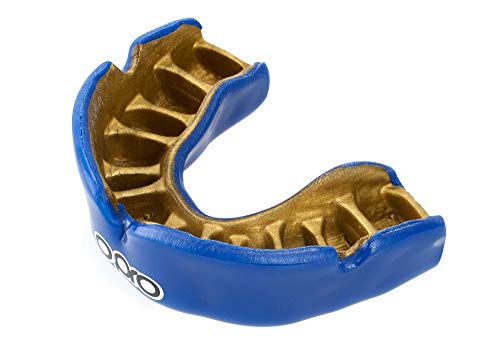 Opro Power Fit Einfarbiger Mundschutz für Erwachsene (individuelle Passform), Blau/Gold