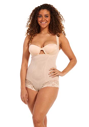 MAGIC Bodyfashion Damen Super Control Body with Lace, Einfarbig, Gr. 40 (Herstellergröße: L), Beige (Body beige 1453)