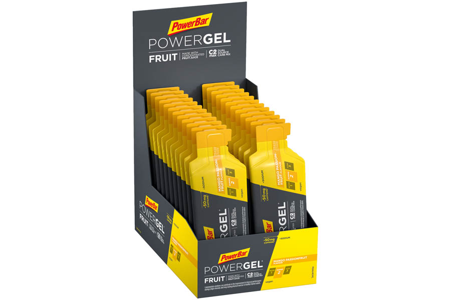 PowerBar Power Gel Fruit mit Kohlenhydraten, Maltodextrin & Natrium - Energie Gels - Vegan - Mango Passionfruit (24 x 41 g), 41 g
