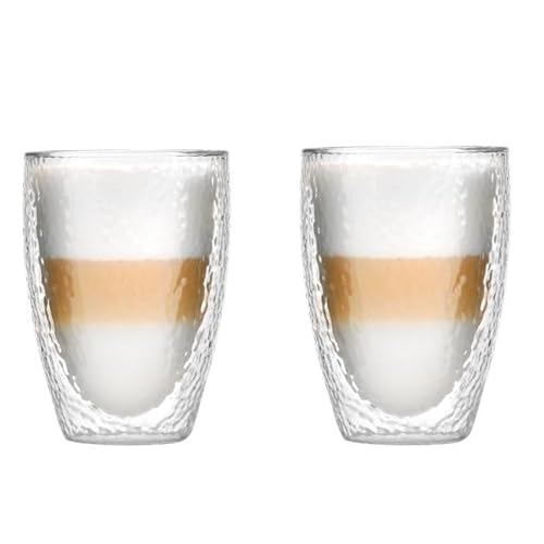Vialli Design Set 2 x Thermogläser Doppelwandig 350 ml, Gläser für Latte Macchiato, Cappuccino, Allesia Kollektion, Kaffeetassen, Kaffeegläser, Trinkgläser, Hitzebeständiges Glas, Transparente