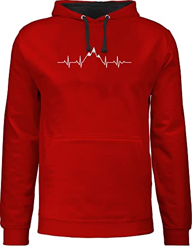 Shirtracer Symbole - Herzschlag Berge - M - Rot/Schwarz - Pullover schwarz - JH003 - Hoodie zweifarbig und Kapuzenpullover für Herren und Damen