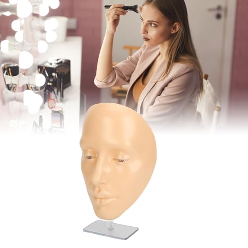 Make-up-Übungsplatte mit 5D-Silikon, Lebensechte Vollgesichts-Make-up-Übung, Leicht zu Reinigen, Ideal für Anfänger (WHITE)