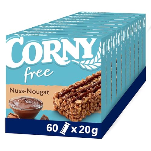 Müsliriegel Corny free Nuss-Nougat, ohne Zuckerzusatz, 69 kcal pro Riegel, 60x20g