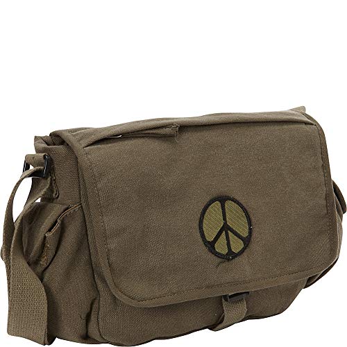Fox Outdoor Produkte Retro Messenger Bag, Unisex, Peace Emblem Olive Drab