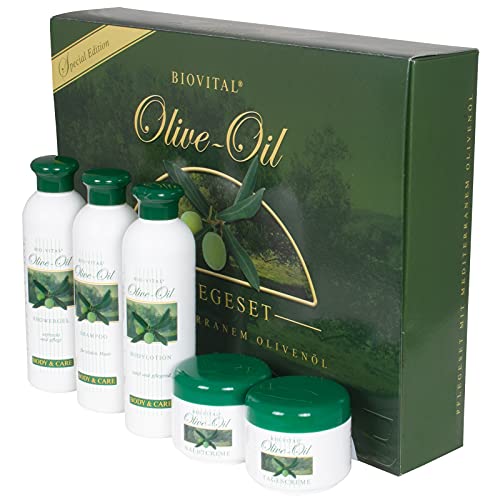 Bio-Vital Olivenöl Pflegeset 5-teilig Oliven Creme Shampoo Showergel Bodylotion Wellness Set für Damen und Herren Geschenkset