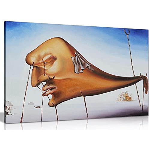 Salvador Dali Schlaf Leinwand Wandkunst Bilddruck - Große Wandkunst Für Wohnzimmer Wanddekor 80x120cm (32x47in) Mit Rahmen