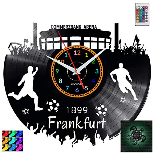 EVEVO Frankfurt Wanduhr RGB LED Pilot Wanduhr Vinyl Schallplatte Retro-Uhr Handgefertigt Vintage-Geschenk Style Raum Home Dekorationen Tolles Geschenk Uhr