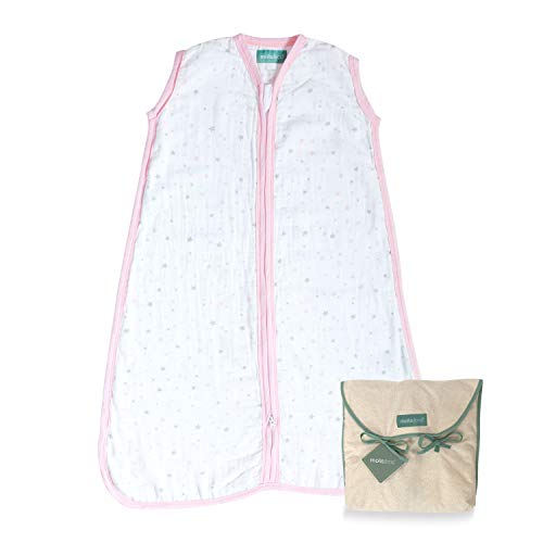 molis&co. 0.5 TOG. Baby sommerschlafsack 100% Baumwolle. 6 bis 18 Monate. Ideal für den SOMMER. Weichheit und Frische in einer einzigen Gewebeschicht. Pink sky - Rosa.