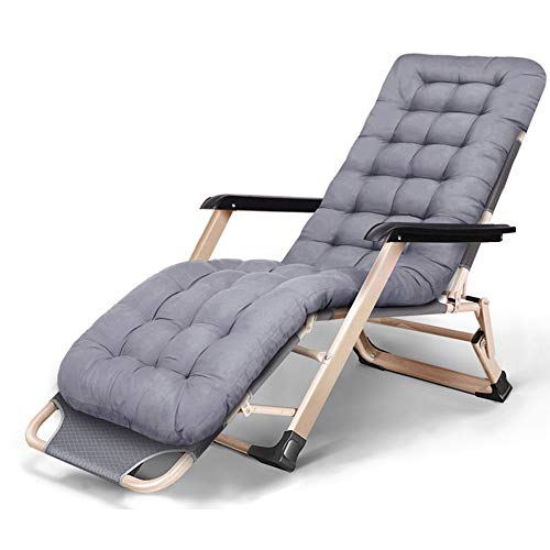FUFU Deckchairs Lounge Chair, Klappstuhl Lunch Break Chair Siesta Bett Büro Lazy Cool Rückenlehne Stuhl Balkon Beach Home Multifunktionsstuhl 95x66x98cm Klappbar (Color : Gray+Cotton pad)