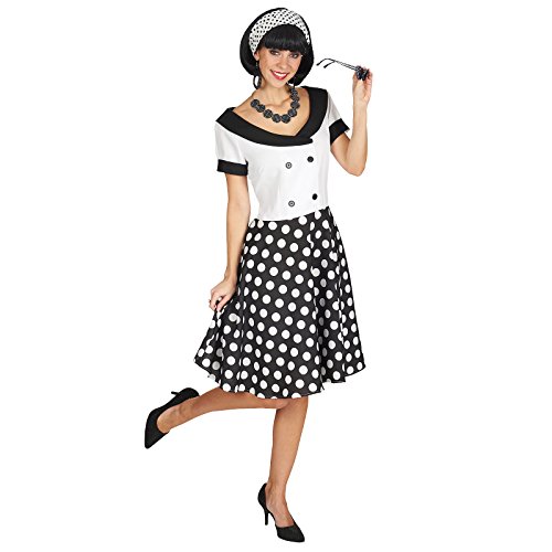 Fifties Girl Kostüm Rockabilly Fünfziger Jahre Kleid Damen weiß schwarz - 40/42