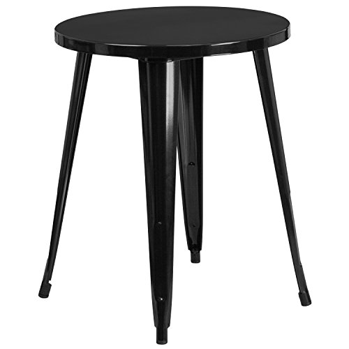 Flash Möbel 61 cm rund Metall Indoor-Outdoor Tisch, Metall, schwarz, 71.12 x 63.5 x 12.7 cm