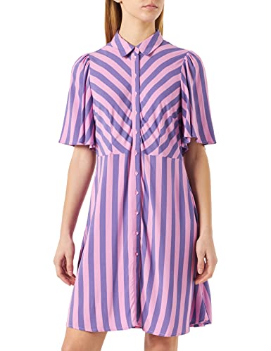 YAS Damen Yassavanna 2/4 Shirt Dress S. Noos Kleid, Orchid/Stripes:aster Purple, XL EU