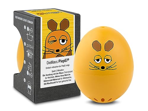 Maus PiepEi - Singende Eieruhr zum Mitkochen - Eierkocher für 3 Härtegrade - Geschenk für alle Maus, Elefant und Ente Fans - Lustiges Kochei - Musik Eggtimer - Brainstream
