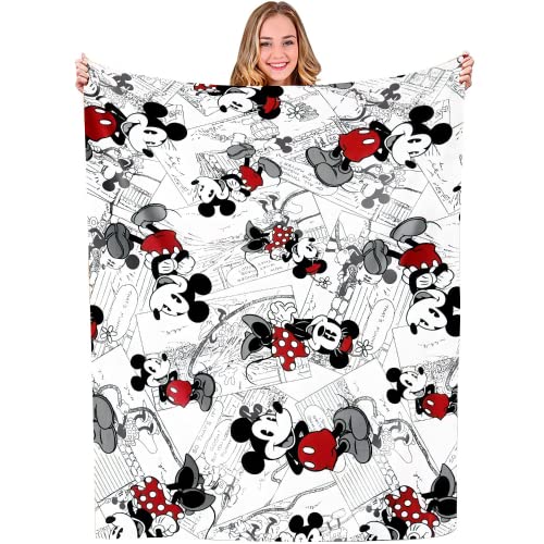 HEYBIG Kuscheldecke Kinder Mädchen Mikey,Maus Bett Decken,Cartoon Fleecedecken for Erwachsene Kinder,Minnie Personalisierte Geschenke (A,150 x 200 cm)