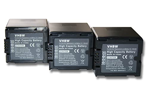 vhbw 3X Akku Ersatz für Panasonic CGA-DU07, CGA-DU12, CGA-DU14, CGR-DU06 für Videokamera Camcorder (1500mAh, 7,2V, Li-Ion)