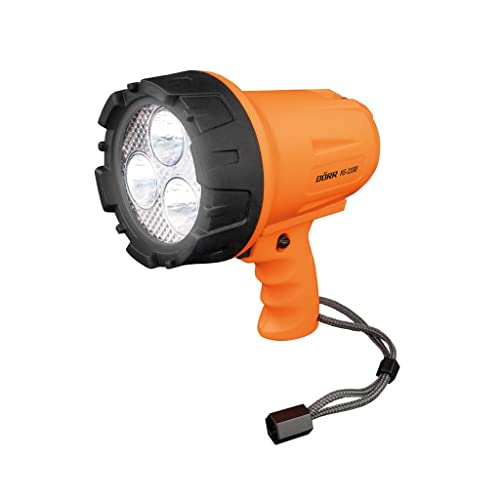 Dörr LED Handscheinwerfer HS-1100 orange, Wiederaufladbare Notfalllampe, Notlicht, Taschenlampe, Reichweite bis zu ca. 800 Meter, 3x 5W LED, Dimmbar, SOS Blinkfunktion