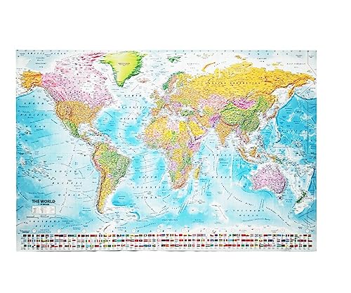 Weltkarte Pinnwand XXL 2020 MAPS IN MINUTES (120cm x 80cm)
