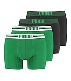 PUMA Herren Boxershorts Unterhosen Placed Logo Boxer 651003001 4er Pack, Farbe:Grün, Menge:4er Pack (2X 2er), Wäschegröße:XL, Artikel:-327 Green