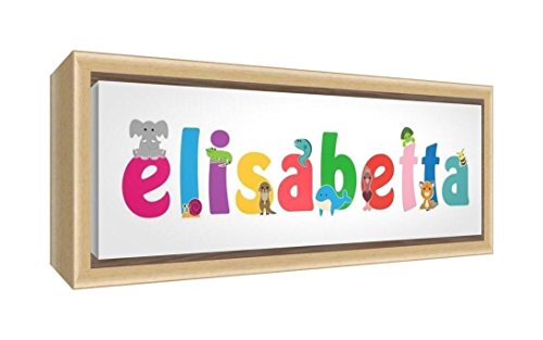 Little Helper Kunstdruck auf gerahmter Leinwand Holz natur, Position personalisierbar mit Namen Mädchen Elisabeth 25 x 63 x 3cm mehrfarbig