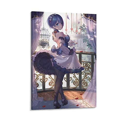 Rem Anime Poster Re Zero Kara Hajimeru Isekai Seikatsu Strümpfe, dekoratives Gemälde, Leinwand, Wandkunst, Wohnzimmer, Schlafzimmer, Gemälde, 30 x 45 cm